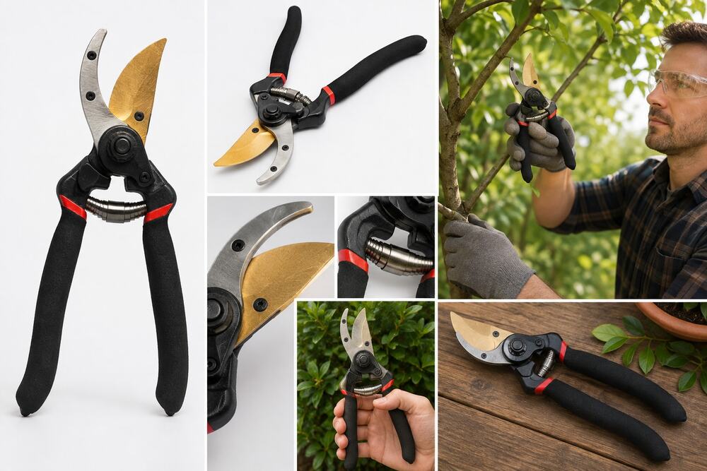 Heavy-Duty Garden Pruning Shears – Black & Red Handled Bypass Pruner